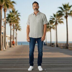 Tommy Bahama Linen Shirt Short Sleeve Beige XL